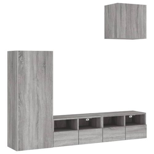 Unités murales TV 4 pcs sonoma gris bois d'ingénierie - Photo n°2; ?>