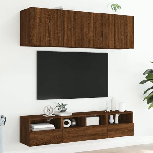 Unités murales TV 5 pcs chêne marron bois d'ingénierie - Photo n°3; ?>