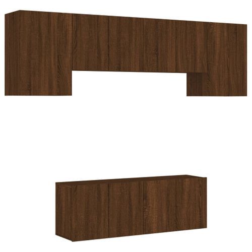 Unités murales TV 6 pcs chêne marron bois d'ingénierie - Photo n°2; ?>