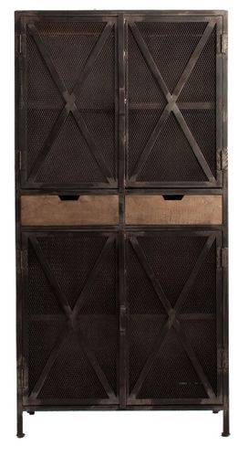 Vaisselier 4 portes 2 tiroirs manguier clair et métal noir Kusty - Photo n°3; ?>