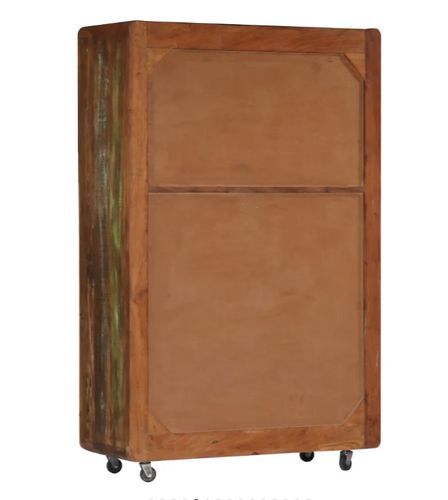 Vaisselier sur roulettes 3 portes 1 tiroir bois massif recyclé Moust - Photo n°3; ?>