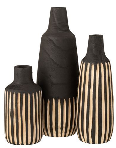 Vase bouteille avec ligne noir et naturel D 20 cm - Photo n°2; ?>