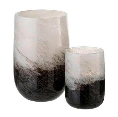 Vase cylindrique verre noir et blanc Narsh - Lot de 2 - Photo n°2; ?>