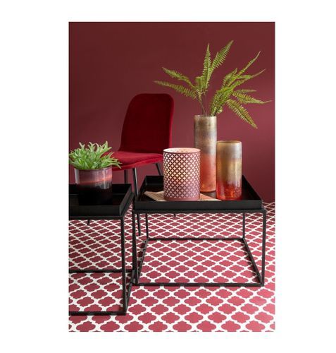 Vase cylindrique verre ocre et bordeaux Winno H 39 - Photo n°3; ?>