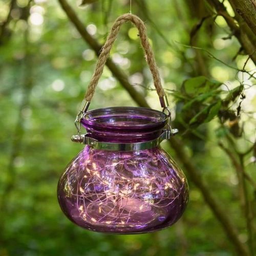Vase en verre Violet - 40 MicroLED lumiere fixe - Blanc chaud - Photo n°3; ?>