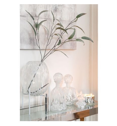 Vase sur pied verre transparent et blanc Licia - Photo n°2; ?>
