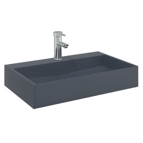 Vasque 60x38x11 cm fonte minérale/marbre anthracite - Photo n°3; ?>