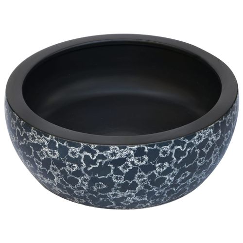 Vasque à poser noir et bleu rond Φ41x14 cm céramique - Photo n°3; ?>