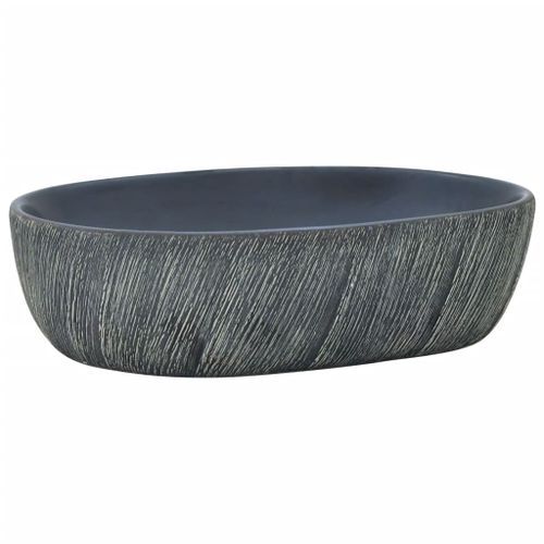 Vasque à poser noir et gris ovale 47x33x13 cm céramique - Photo n°2; ?>