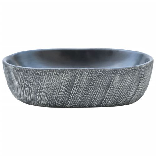 Vasque à poser noir et gris ovale 47x33x13 cm céramique - Photo n°3; ?>