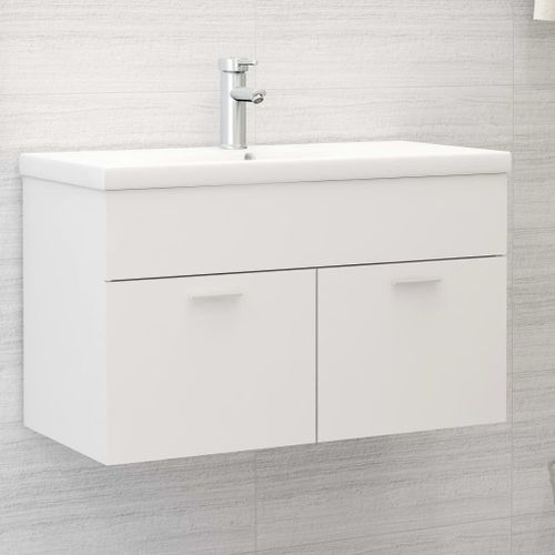 Vasque avec lavabo intégré 80 cm Blanc - Photo n°2; ?>