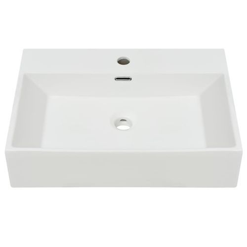 Vasque avec trou de robinet en céramique Blanc 60,5x42,5x14,5cm - Photo n°3; ?>