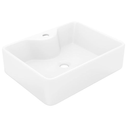 Vasque carré à trou pour robinet céramique blanc pour salle de bain - Photo n°2; ?>