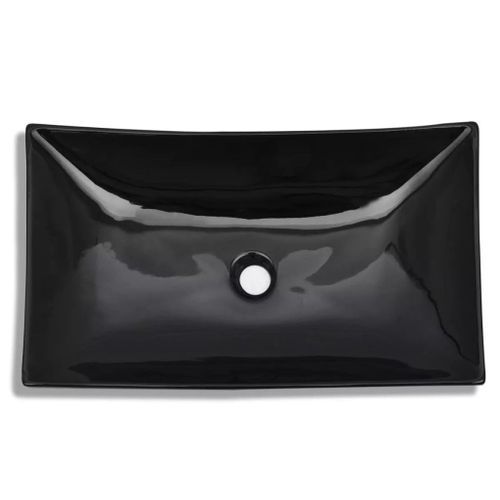 Vasque rectangulaire céramique Noir pour salle de bain - Photo n°3; ?>
