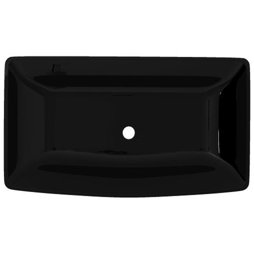 Vasque rectangulaire céramique Noir pour salle de bain 2 - Photo n°3; ?>