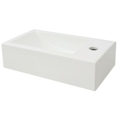 Vasque + trou de robinet Céramique Blanc 46 x 25,5 x 12 cm - Photo n°3; ?>