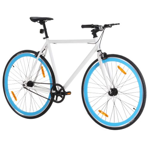 Vélo à pignon fixe blanc et bleu 700c 51 cm - Photo n°2; ?>