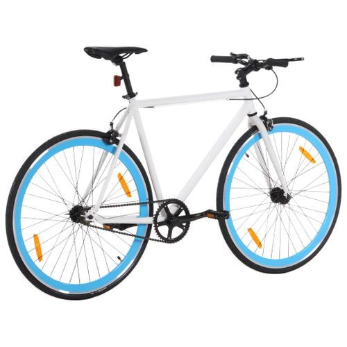 Vélo à pignon fixe blanc et bleu 700c 51 cm - Photo n°3; ?>