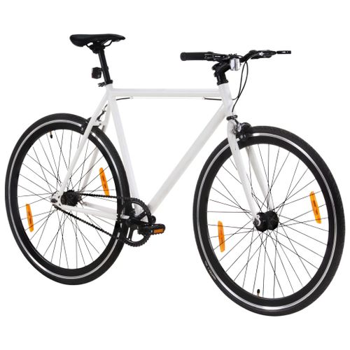 Vélo à pignon fixe blanc et noir 700c 55 cm - Photo n°2; ?>