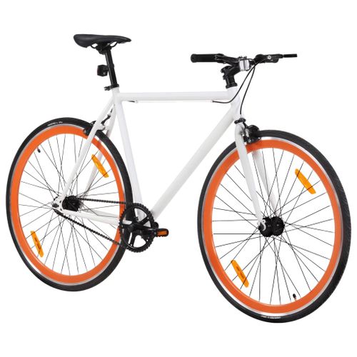 Vélo à pignon fixe blanc et orange 700c 51 cm - Photo n°2; ?>