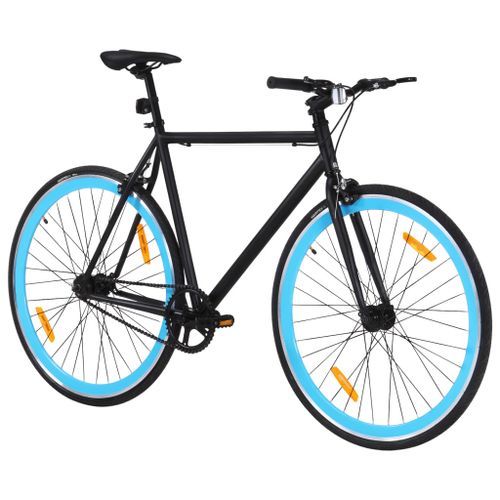 Vélo à pignon fixe noir et bleu 700c 51 cm - Photo n°2; ?>