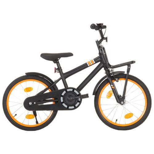 Vélo d'enfant avec porte-bagages avant 18 pouces Noir et orange - Photo n°2; ?>
