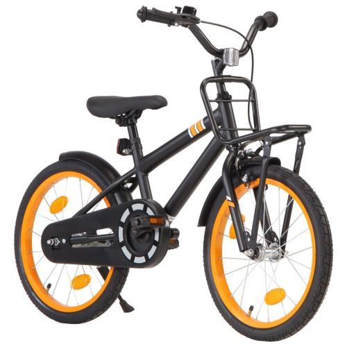 Vélo d'enfant avec porte-bagages avant 18 pouces Noir et orange - Photo n°3; ?>