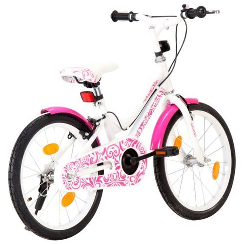 Vélo pour enfants 18 pouces Rose et blanc - Photo n°3; ?>