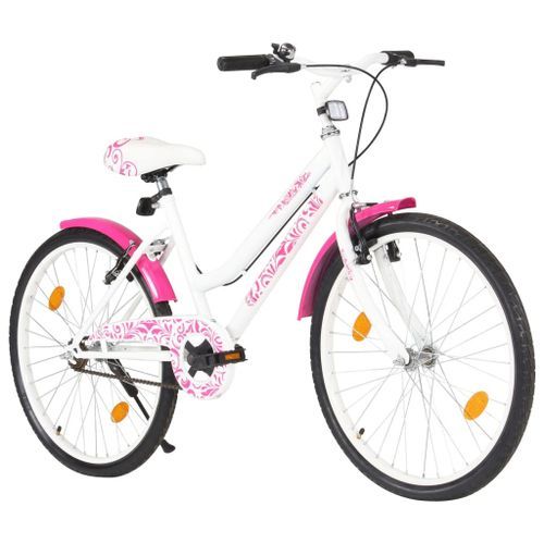 Vélo pour enfants 24 pouces Rose et blanc - Photo n°3; ?>