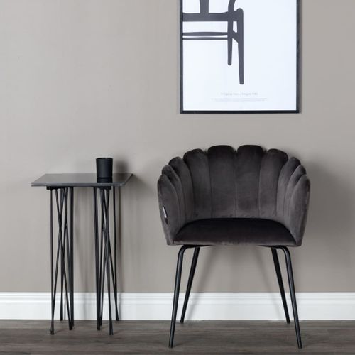 Venture Home Chaise à dîner Limhamn Velours Noir et gris - Photo n°2; ?>
