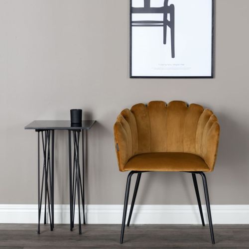 Venture Home Chaise à dîner Limhamn Velours Noir et jaune - Photo n°2; ?>