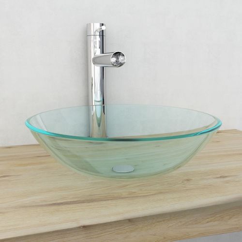 Verre trempé de lavabo 42 cm Transparent - Photo n°2; ?>