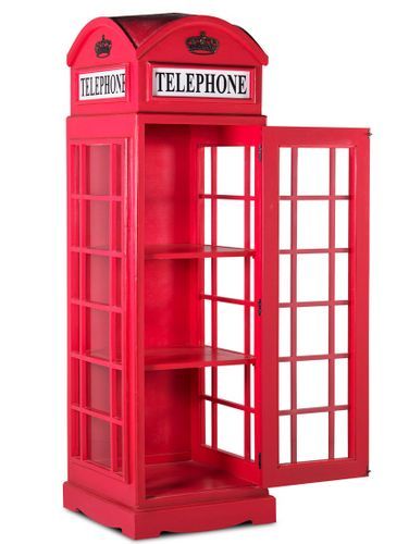 Vitrine cabine téléphonique London en bois rouge 60x185 cm - Photo n°2; ?>