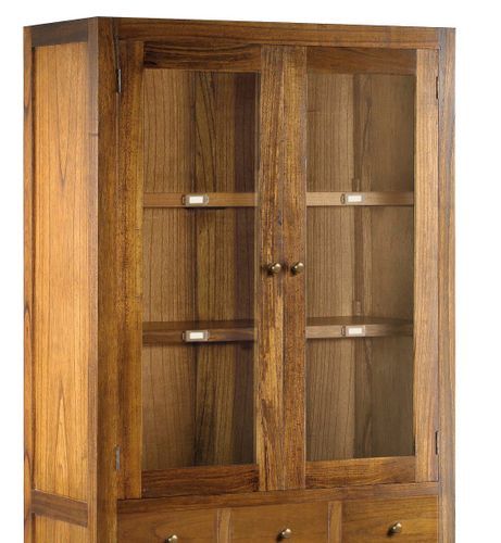 Vitrine en bois massif de Mindy 4 portes 3 tiroirs Orka 120 cm - Photo n°2; ?>