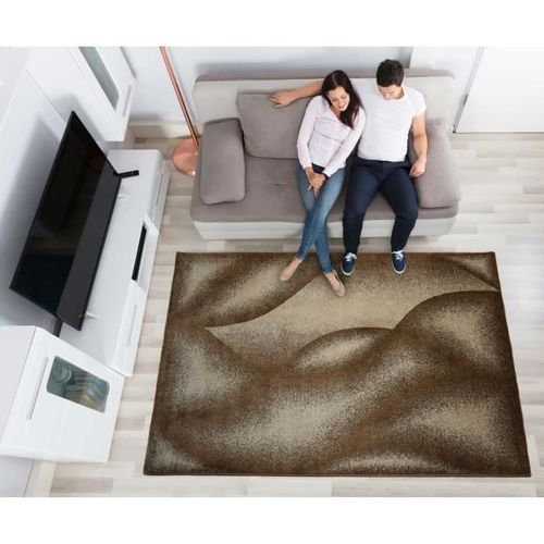 WAVE Tapis de salon contemporain - 120 x 160 cm - Beige - 100% Polypropylene - Photo n°2; ?>