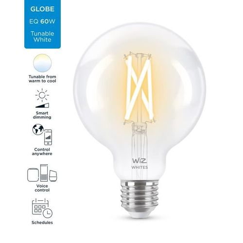 WiZ Ampoule connectée Globe 95 Blanc variable E27 60W - Photo n°2; ?>