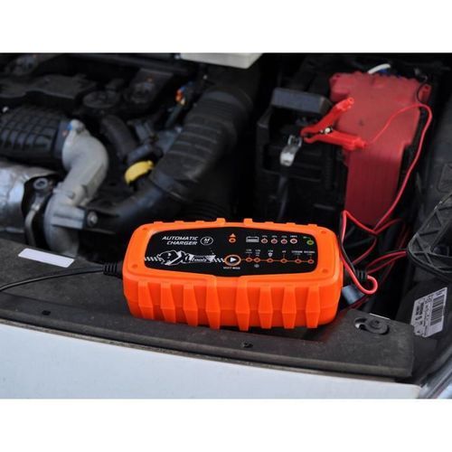 ABSINA Chargeur de Batterie Voiture 3,8 A pour Batteries Plomb 6V & 12V  jusqu'à 120Ah & Lithium 12,8V - Chargeur AGM 12V pour Auto, Moto - Maintien