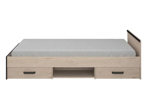 Lit enfant avec rangement - Décor chene et noir - 90 x 200 cm - Photo n°3; ?>