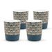 ABS T1904311-GX set de 4 tasses tisane en porcelaine forme V sans anse avec decal en or 26cl - Theme bleu artdeco - Photo n°1