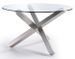 Table ronde design acier poli et verre trempé Majesty 140 cm - Photo n°1