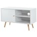 ANNETTE Meuble TV scandinave décor blanc + pieds en bois massif - L 90 cm - Photo n°3