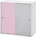 Armoire 2 grandes portes rose et gris Clic - Photo n°1