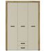 Armoire 3 portes 2 tiroirs bois chêne clair et beige Raven - Photo n°1