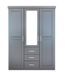 Armoire 3 portes 3 tiroirs pin massif vernis gris avec miroir Klinga 140 cù - Photo n°1