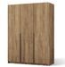 Armoire 3 portes KEVA 148 x 204 cm – Penderie et étagères avec poignées noires - Photo n°1