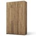 Armoire 3 portes KEVA 148 x 250 cm – Dressing grande hauteur avec poignées noires - Photo n°1