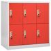 Armoire à 6 casiers Gris clair et rouge 90x45x92,5 cm Acier - Photo n°1