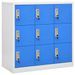 Armoire à 9 casiers Gris clair et bleu 90x45x92,5 cm Acier - Photo n°1
