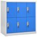 Armoire à 6 casiers Gris clair et bleu 90x45x92,5 cm Acier - Photo n°1