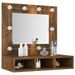 Armoire à miroir avec LED Chêne fumé 60x31,5x62 cm - Photo n°11